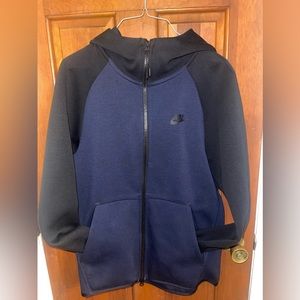 MENS NIKE TECH FLEECE ZIP-UP (SIZE SMALL) BLUE/BLACK